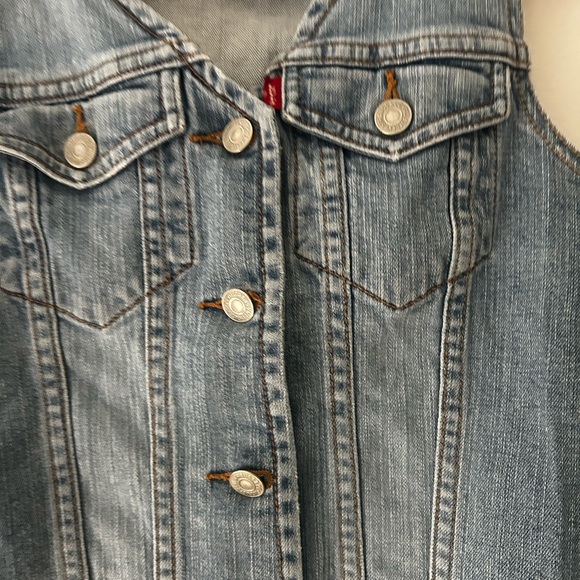 Levi's Small Light Blue Denim Stretch Button Down Vest - Picture 3 of 5